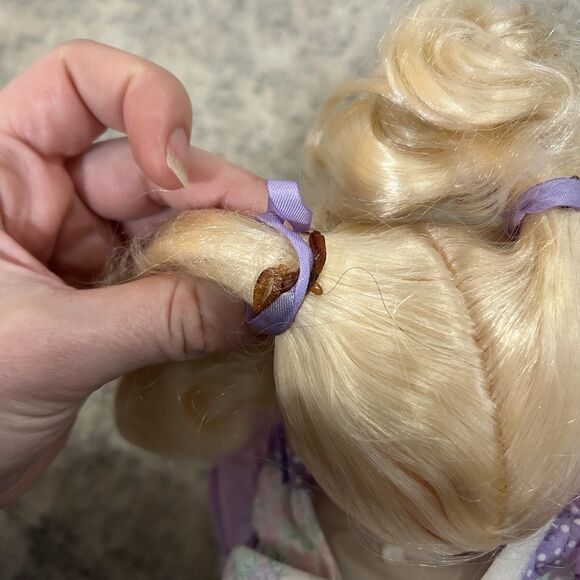 Vintage Simba My Love 90’s Baby Doll Open Close Eyes Blonde Purple Floral READ - Picture 8 of 12